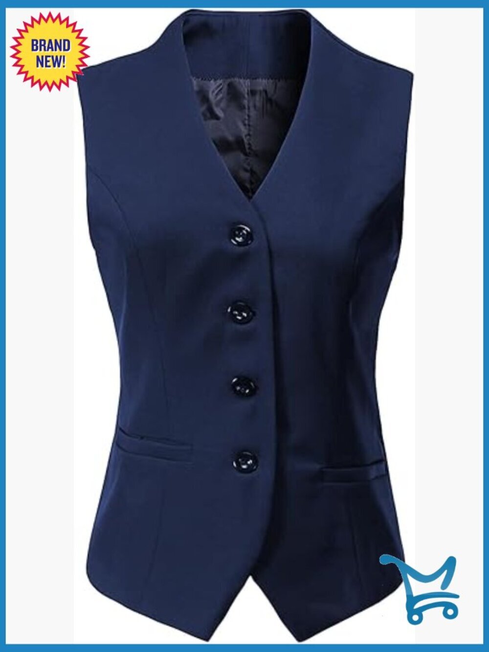 Women's Fully Lined 4 Button V-Neck Dressy Suit Vest Waistcoat